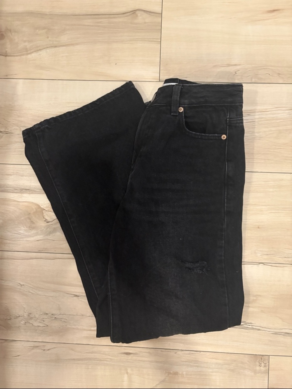 Garage Black Wide-Leg Ripped Jeans